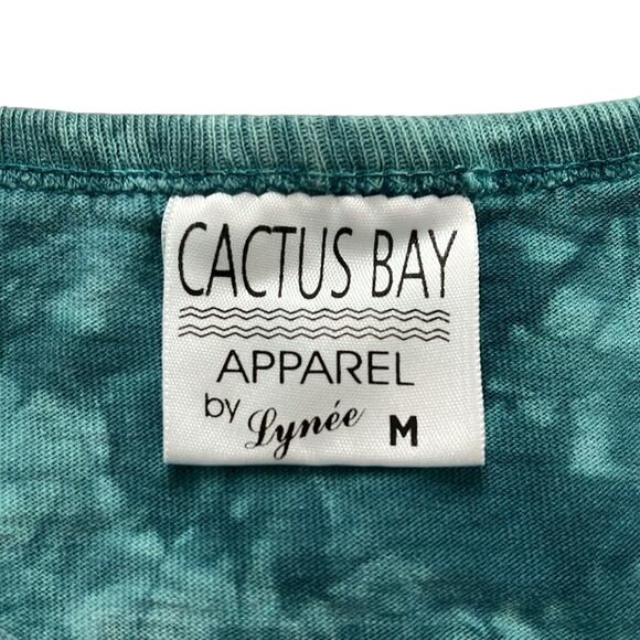 Vintage’00 Cactus Bay Teal Tie-Dye Southwestern USA Made Desert Lizard T Shirt M - Picture 4 of 8